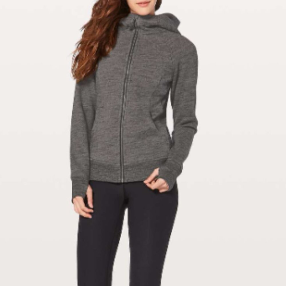Lululemon Scuba Hoodie Light Cotton Fleece Heathered Core Dark Grey Size 6